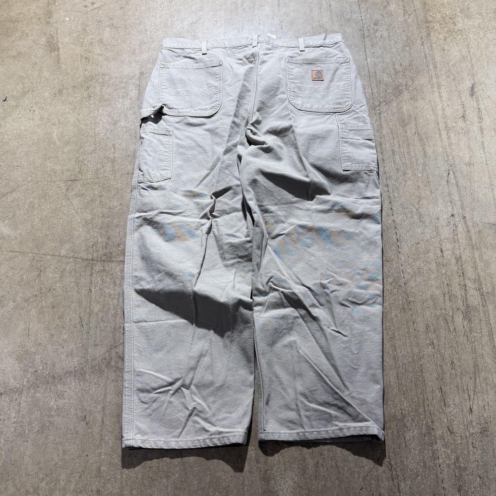 Carhartt Pants Mens 42x30 Beige Canvas Carpenter Relaxed Workwear Dungaree Fit